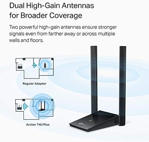 TP - لينك محول واي فاي USB للكمبيوتر (ارتشر تي 4 يو بلس)- محول شبكة لاسلكي ثنائي النطاق AC1300Mbps للكمبيوتر المكتبي مع هوائيات عالية الكسب 5 ديسيبل 2.4GHz/5GHz، يدعم ويندوز 10/8.1/8/7، ماك او اس in Kuwait