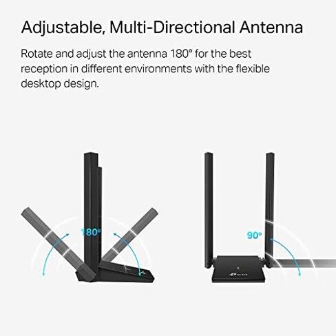 TP - لينك محول واي فاي USB للكمبيوتر (ارتشر تي 4 يو بلس)- محول شبكة لاسلكي ثنائي النطاق AC1300Mbps للكمبيوتر المكتبي مع هوائيات عالية الكسب 5 ديسيبل 2.4GHz/5GHz، يدعم ويندوز 10/8.1/8/7، ماك او اس in Kuwait