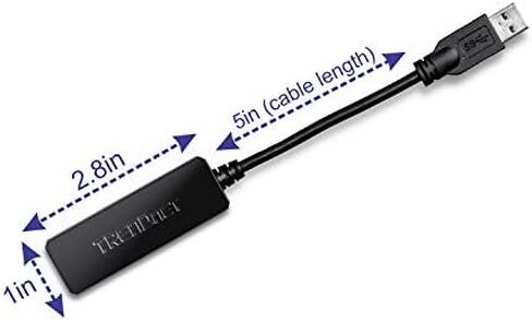 TRENDnet USB 3.0 to Gigabit Ethernet Adapter, Full Duplex 2Gbps Ethernet Speeds, Up to 1Gbps, USB to Gigabit Ethernet Adapter, USB-A, Windows & Mac Compatible, USB Powered, Black, TU3-ETG in Saudi Arabia