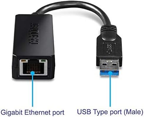 TRENDnet USB 3.0 to Gigabit Ethernet Adapter, Full Duplex 2Gbps Ethernet Speeds, Up to 1Gbps, USB to Gigabit Ethernet Adapter, USB-A, Windows & Mac Compatible, USB Powered, Black, TU3-ETG in Saudi Arabia