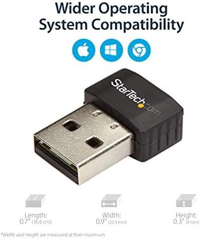 StarTech.com Wireless USB WiFi Adapter – Dual Band AC600 Wireless Dongle - 2.4GHz / 5GHz - 802.11ac Wi-Fi Laptop Adapter (USB433ACD1X1) in Kuwait