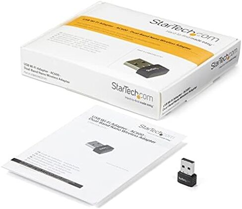 StarTech.com Wireless USB WiFi Adapter – Dual Band AC600 Wireless Dongle - 2.4GHz / 5GHz - 802.11ac Wi-Fi Laptop Adapter (USB433ACD1X1) in Kuwait