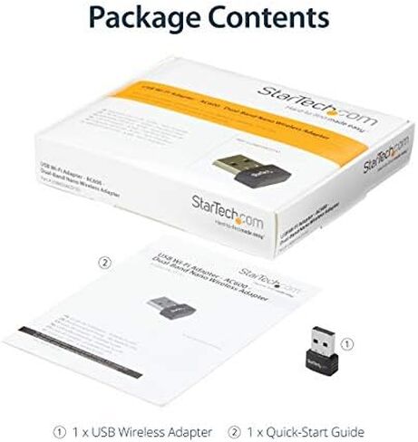 StarTech.com Wireless USB WiFi Adapter – Dual Band AC600 Wireless Dongle - 2.4GHz / 5GHz - 802.11ac Wi-Fi Laptop Adapter (USB433ACD1X1) in Kuwait