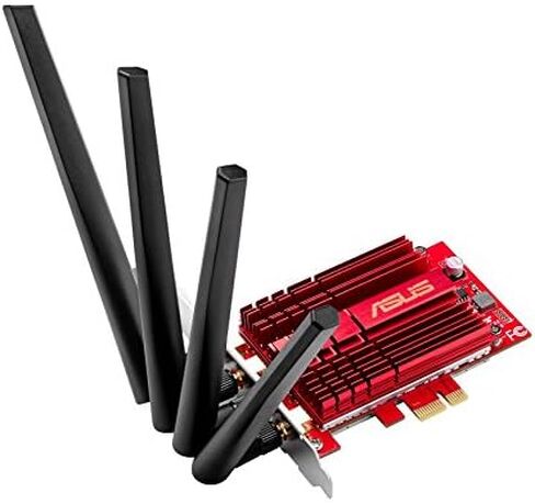 ASUS PCE-AC88 Dual-Band 4x4 AC3100 WiFi PCIe adapter with Heat Sink and External magnetic antenna base allows flexible antenna placement to maximize coverage in Saudi Arabia