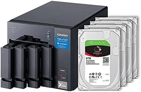 QNAP 4 Bay Thunderbolt NAS بسعة تخزين 24 تيرابايت، حزمة محركات RAID 5 Seagate IronWolf التي تم تكوينها مسبقًا (TVS-472XT-i3-4G-48R-US) in Saudi Arabia