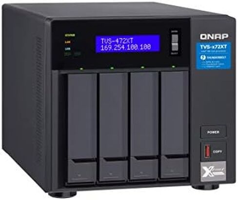 QNAP 4 Bay Thunderbolt NAS بسعة تخزين 24 تيرابايت، حزمة محركات RAID 5 Seagate IronWolf التي تم تكوينها مسبقًا (TVS-472XT-i3-4G-48R-US) in Saudi Arabia