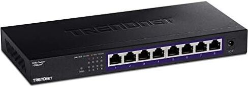 TRENDnet 8-Port Unmanaged 2.5G Switch, 8 x 2.5GBASE-T Ports, 40Gbps Switching Capacity, Backwards Compatible with 10-100-1000Mbps Devices, Fanless, Wall Mountable, Black, TEG-S380 in Saudi Arabia