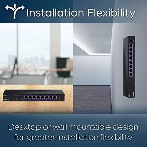 TRENDnet 8-Port Unmanaged 2.5G Switch, 8 x 2.5GBASE-T Ports, 40Gbps Switching Capacity, Backwards Compatible with 10-100-1000Mbps Devices, Fanless, Wall Mountable, Black, TEG-S380 in Saudi Arabia