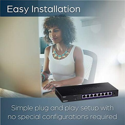 TRENDnet 8-Port Unmanaged 2.5G Switch, 8 x 2.5GBASE-T Ports, 40Gbps Switching Capacity, Backwards Compatible with 10-100-1000Mbps Devices, Fanless, Wall Mountable, Black, TEG-S380 in Saudi Arabia