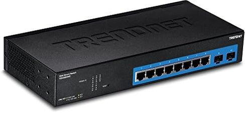 TRENDnet 10-Port Gigabit Web Smart Switch, 20 Gbps Switching Capacity, 8 x RJ-45 Ports, 2 x SFP, Slots, VLAN, QoS, LACP, IPv6 Support, Fanless, Rack Mountable, Lifetime Protection, TEG-082WS Black in Saudi Arabia