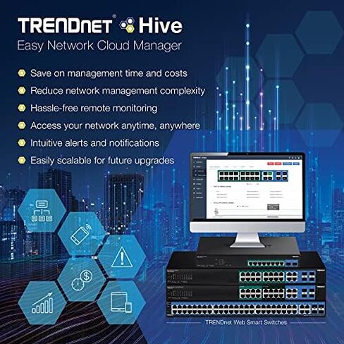 TRENDnet 10-Port Gigabit Web Smart Switch, 20 Gbps Switching Capacity, 8 x RJ-45 Ports, 2 x SFP, Slots, VLAN, QoS, LACP, IPv6 Support, Fanless, Rack Mountable, Lifetime Protection, TEG-082WS Black in Saudi Arabia
