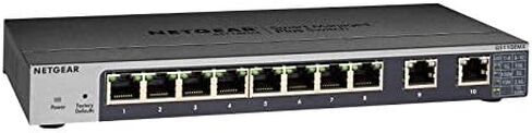 NETGEAR 10-Port Gigabit/10G Ethernet Plus Switch (GS110EMX) - Managed, with 8 x 1G, 2 x 10G/Multi-gig, Desktop, Wall or Rackmount, and Limited Lifetime Protection in Saudi Arabia