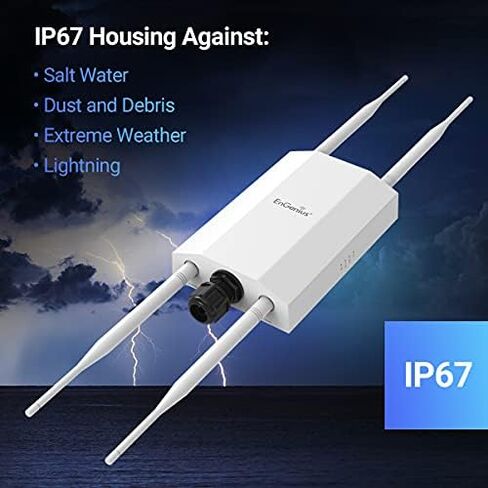 EnGenius Outdoor WiFi 6 AX1800 نقطة وصول مُدارة EWS850AP مع منفذ 2.5 جيجابت في الثانية، OFDMA، MU-MIMO، PoE+ Injector، WPA3، تصنيف IP67، أدوات إدارة عن بعد خالية من الترخيص متضمنة in Kuwait