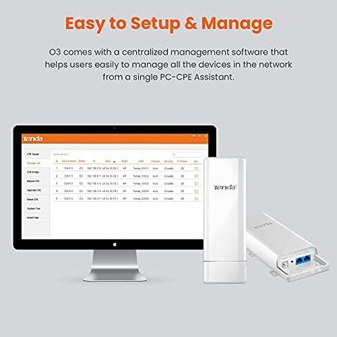Tenda 2.4GHz N300 Long Range Smart Manage Outdoor CPE (O3) | 12dBi,5km+ | Point to Point Wireless Bridge | Fast Ethernet PoE Ports | AP/Station/WISP/P2MP/Repeater/Router | 6KV Lightning Protection in Saudi Arabia