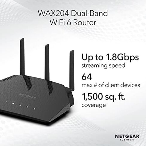 NETGEAR 4-Stream WiFi 6 Dual-Band Gigabit Router (WAX204) – AX1800 Wireless Speed (Up to 1.8 Gbps) | Coverage up to 1,500 sq. ft, 40 Devices in Saudi Arabia