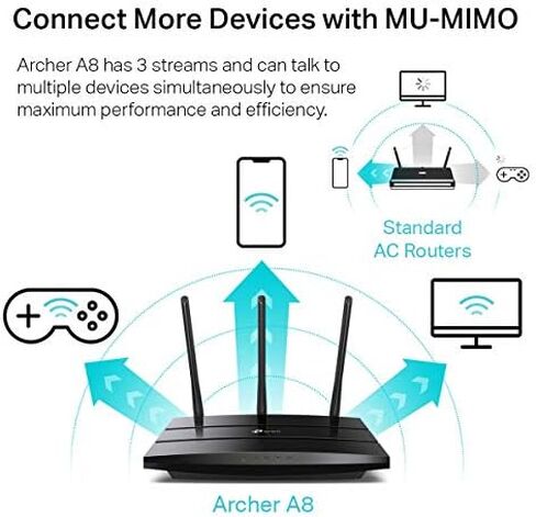 TP-Link AC1900 Smart WiFi Router (Archer A8) -High Speed MU-MIMO Wireless Router, Dual Band Router for Wireless Internet, Gigabit, Supports Guest WiFi in Saudi Arabia