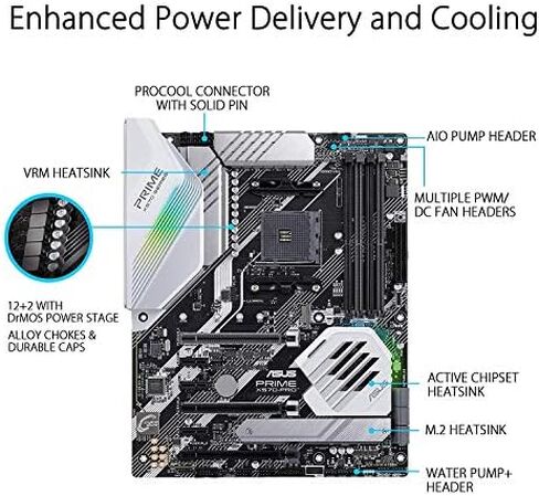 Asus Prime X570-Pro AM4 Zen 3 Ryzen 5000 & 3rd Gen Ryzen ATX Motherboard with PCIe Gen4, Dual M.2 HDMI, SATA 6GB/s USB 3.2 Gen 2 ATX Motherboard in Saudi Arabia