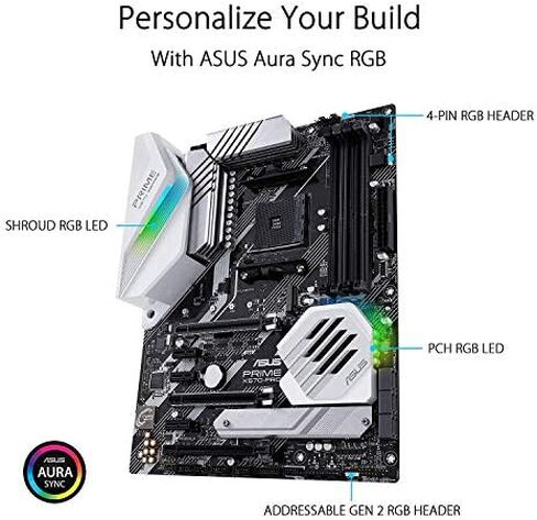 Asus Prime X570-Pro AM4 Zen 3 Ryzen 5000 & 3rd Gen Ryzen ATX Motherboard with PCIe Gen4, Dual M.2 HDMI, SATA 6GB/s USB 3.2 Gen 2 ATX Motherboard in Saudi Arabia