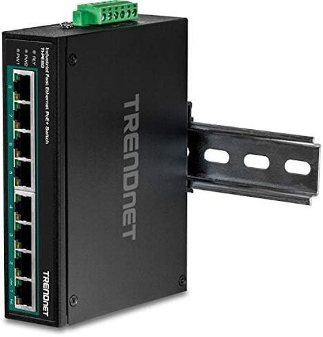 TRENDnet 8-Port Industrial Fast Ethernet PoE+ DIN-Rail Switch,TI-PE80 in Kuwait