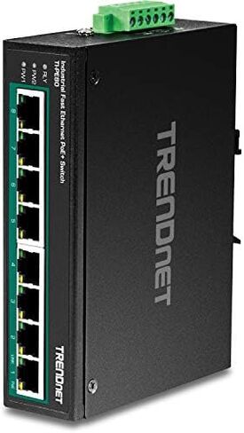 TRENDnet 8-Port Industrial Fast Ethernet PoE+ DIN-Rail Switch,TI-PE80 in Kuwait