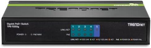 TRENDnet 5-Port Gigabit PoE+ Switch, 32W PoE Power Budget, 10Gbps Switching Capacity, IEEE 802.1p QoS, DSCP Pass-Through Support, Fanless, Wall Mountable, Lifetime Protection, Black, TPE-TG52 in Saudi Arabia