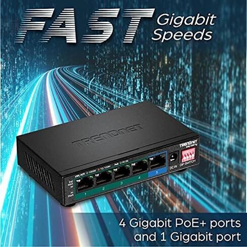 TRENDnet 5-Port Gigabit PoE+ Switch, 32W PoE Power Budget, 10Gbps Switching Capacity, IEEE 802.1p QoS, DSCP Pass-Through Support, Fanless, Wall Mountable, Lifetime Protection, Black, TPE-TG52 in Saudi Arabia