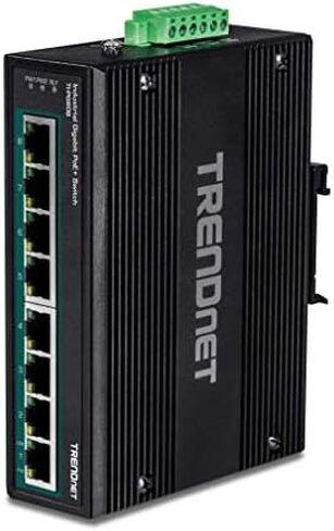 TRENDnet 8-Port Industrial Gigabit PoE+ DIN-Rail Switch, TI-PG80 | 200W PoE Power Budget, 16Gbps Switching Capacity, NDAA & TAA Compliant, Ethernet Splitter, Lifetime Protection in Kuwait