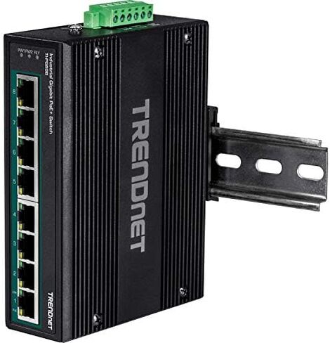 TRENDnet 8-Port Industrial Gigabit PoE+ DIN-Rail Switch, TI-PG80 | 200W PoE Power Budget, 16Gbps Switching Capacity, NDAA & TAA Compliant, Ethernet Splitter, Lifetime Protection in Kuwait