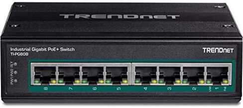 TRENDnet 8-Port Industrial Gigabit PoE+ DIN-Rail Switch, TI-PG80 | 200W PoE Power Budget, 16Gbps Switching Capacity, NDAA & TAA Compliant, Ethernet Splitter, Lifetime Protection in Kuwait