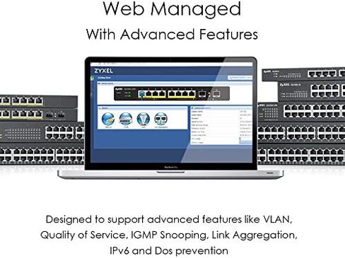 ZyXEL 24-Port Gigabit Ethernet Smart Managed Switch Switch - تصميم بدون مروحة [GS1900-24] in Kuwait