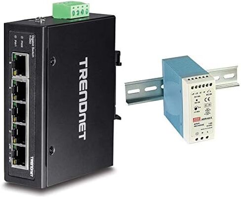 TRENDnet 5-Port Gigabit Industrial DIN-Rail Switch, 5-Port Fast Ethernet Industrial DIN-Rail Switch, 10 Gbps & 1 Gbps Switching Capacity, IP30 Rated, -40 to 75°C Operating Temperature in Saudi Arabia