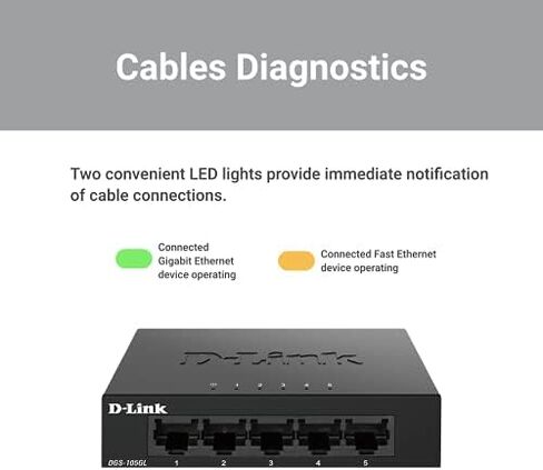 D-Link Ethernet Switch, Gigabit Unmanaged Desktop Plug and Play Sturdy Metal Housing Fanless Design EEE in Kuwait