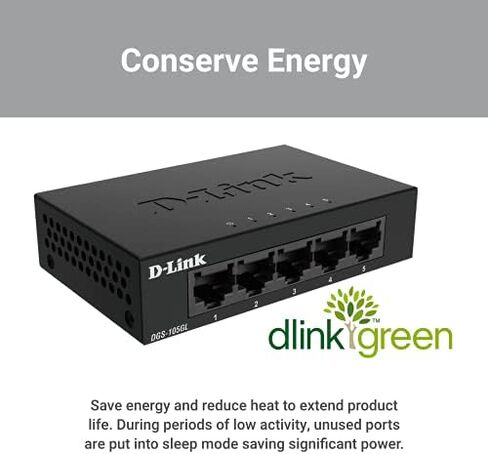D-Link Ethernet Switch, Gigabit Unmanaged Desktop Plug and Play Sturdy Metal Housing Fanless Design EEE in Kuwait