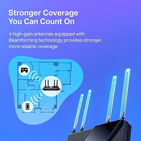 راوتر تي بي لينك AX1800 واي فاي 6 (آرتشر AX21) - راوتر إنترنت لاسلكي ثنائي النطاق، راوتر جيجابت، منفذ USB، يعمل مع أليكسا - جهاز معتمد للبشر in Kuwait