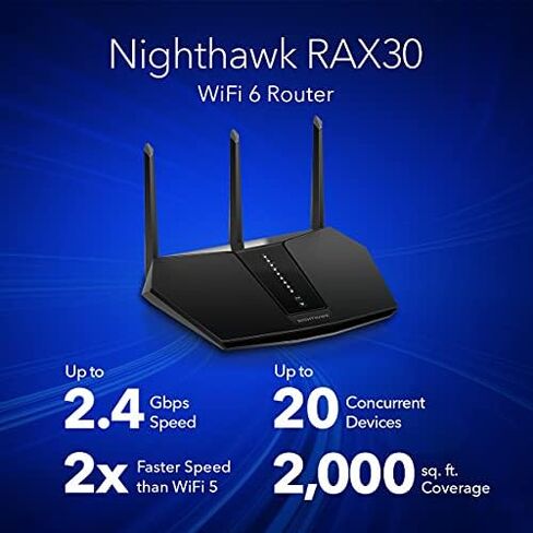 راوتر NETGEAR Nighthawk 6-Stream AX5400 WiFi 6 (RAX50) - سرعة لاسلكية ثنائية النطاق AX5400 (تصل إلى 5.4 جيجابت في الثانية) | تغطية 2500 قدم مربع in Kuwait