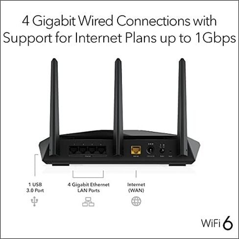 راوتر NETGEAR Nighthawk 6-Stream AX5400 WiFi 6 (RAX50) - سرعة لاسلكية ثنائية النطاق AX5400 (تصل إلى 5.4 جيجابت في الثانية) | تغطية 2500 قدم مربع in Kuwait