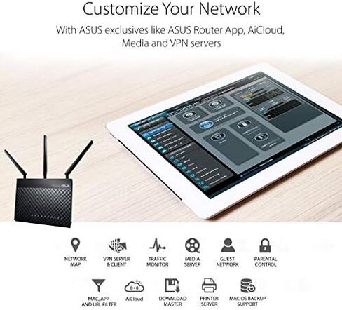 ASUS WiFi Router (RT-AC1200_V2) - Dual Band Wireless Internet Router, Gaming & Streaming, Easy Setup, Parental Control in Saudi Arabia