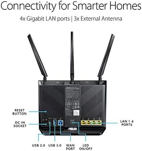 ASUS WiFi Router (RT-AC1200_V2) - Dual Band Wireless Internet Router, Gaming & Streaming, Easy Setup, Parental Control in Saudi Arabia