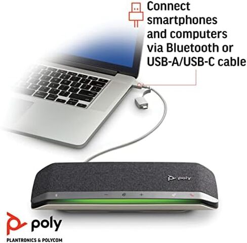 Poly - Sync 40 Smart -Speakerphone (Plantronics) - Flexible Work Spaces - Connect to PC/Mac via Combined USB-A/USB-C -Cable and Smartphones via -Bluetooth - Works with Teams, Zoom & more in Saudi Arabia