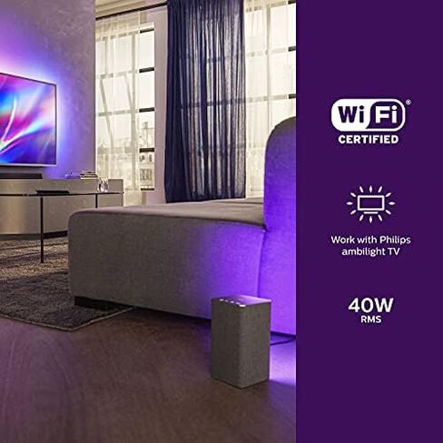 فيليبس W6205 مكبر صوت منزلي لاسلكي، بلوتوث + دي تي إس بلاي فاي متوافق مع الصوت المحيطي/الإستيريو. يتصل بمكبر صوت سبوتفاي وAirPlay2 وChromecast وEcho Lighting، TAW6205 in Saudi Arabia