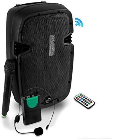 نظام مكبر صوت PA محمول لاسلكي - بطارية قابلة لإعادة الشحن تعمل بتقنية البلوتوث متوافقة مع مكبر الصوت النشط في الهواء الطلق - USB SD MP3 AUX RCA FM راديو - 35 مم حامل الميكروفون - Pyle PPHP109WMU in Kuwait