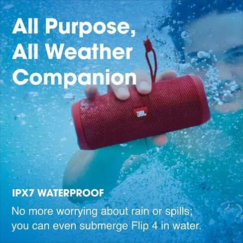 JBL Flip 4 Waterproof Portable Bluetooth Speaker - Blue in Saudi Arabia