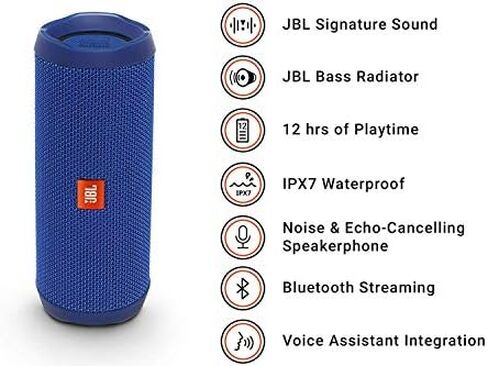 JBL Flip 4 Waterproof Portable Bluetooth Speaker - Blue in Saudi Arabia