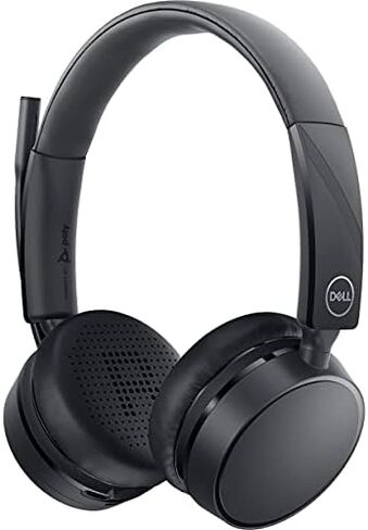 Dell Pro Wireless Headset - WL5022, Control Panel on Headset Includes Call Control, Adjustable Leatherette Headband, Leatherette Earpads, USB Dongle, Adjustable Boom Mic - Black in Saudi Arabia