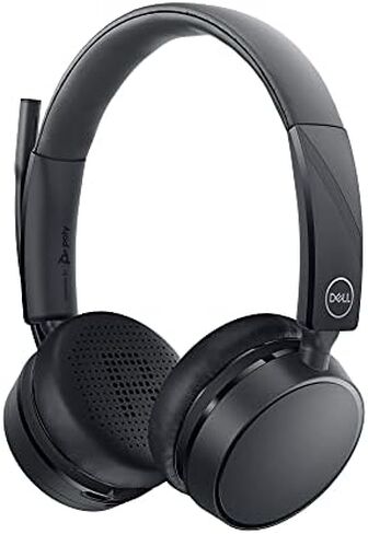 Dell Pro Wireless Headset - WL5022, Control Panel on Headset Includes Call Control, Adjustable Leatherette Headband, Leatherette Earpads, USB Dongle, Adjustable Boom Mic - Black in Saudi Arabia