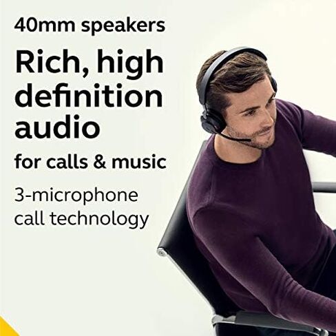 Jabra Evolve2 65 MS Wireless Headphones with Link380a, Stereo, Black – Wireless Bluetooth Headset for Calls and Music, 37 Hours of Battery Life, Passive Noise Cancelling Headphones in Kuwait
