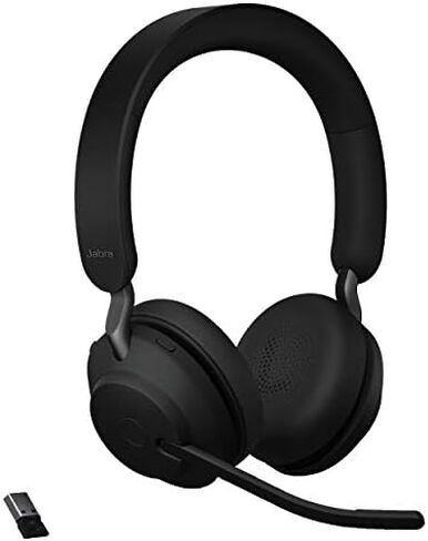 Jabra Evolve2 65 MS Wireless Headphones with Link380a, Stereo, Black – Wireless Bluetooth Headset for Calls and Music, 37 Hours of Battery Life, Passive Noise Cancelling Headphones in Kuwait
