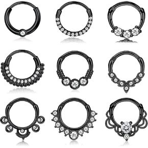 Magitaco 9 قطع 16 جرام حلقات الحاجز الفولاذ المقاوم للصدأ حلقات الأنف هوب تشيكوسلوفاكيا الزنمة Daith الحلزون الغضروف أقراط الحاجز الفرس ثقب المجوهرات للنساء الرجال 8 مم 10 مم in Kuwait
