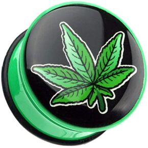 Covet Jewelry Cannibis Weed Single Flared Ear Gauge Plug in Saudi Arabia