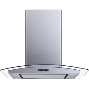 Winflo 30 In. Convertible Stainless Steel Glass Island Range Hood with Mesh Filter and Stainless Steel Panel in Kuwait